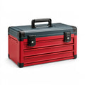 Coffre à outils 50 x 25 x 28 cm en métal rouge et noir à tiroirs verrouillables portable