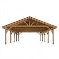 Abri voiture 600 x 500 x 300 cm en bois naturel - structure extérieure à toit double pente