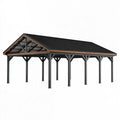 Carport 600 x 500 x 300 cm en acier noir avec toit à deux pans pour extérieur