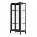 Vitrine 80 x 40 x 180 cm en verre et bois noir pour rangement style classique