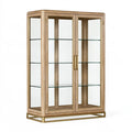 Vitrine 100 x 45 x 180 cm bois brun verre et métal - rangement contemporain