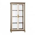 Vitrine 90 x 40 x 190 cm en bois et verre beige marron style classique
