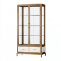 Vitrine 90 x 40 x 190 cm en verre et métal bronze avec tiroirs style classique
