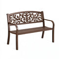 Banc de jardin 120 x 60 x 90 cm en acier brun avec accoudoirs style classique